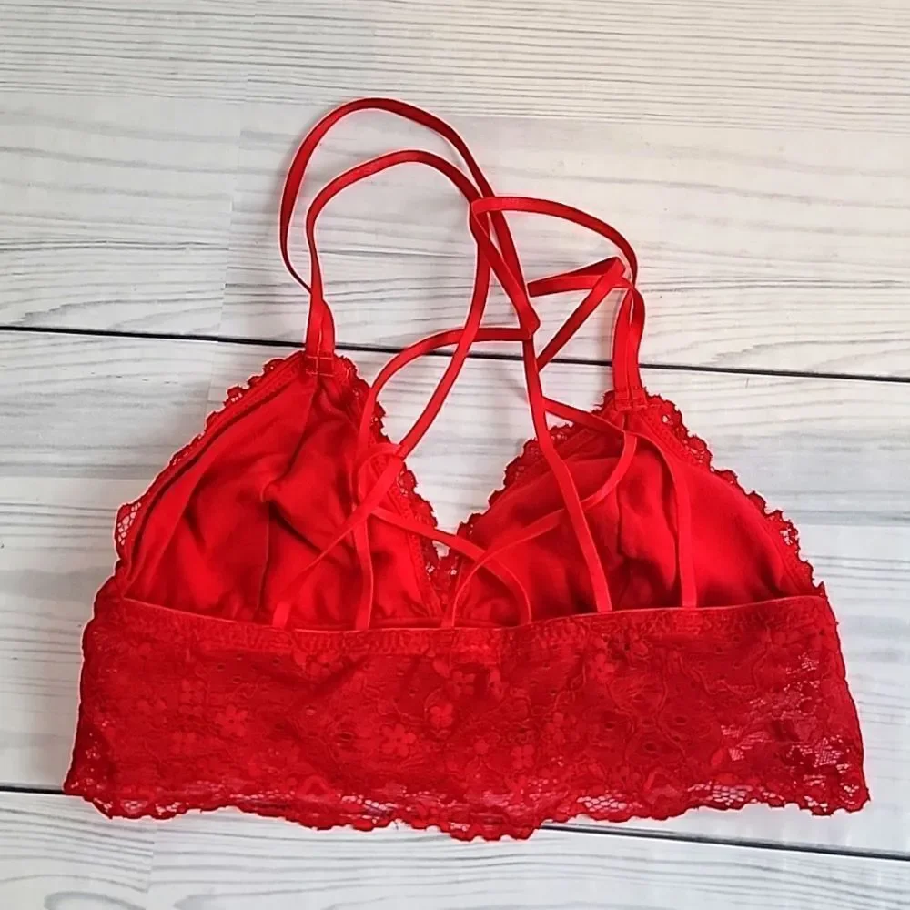 Flirtitude bralette candy apple red strappy backline Women's Size S